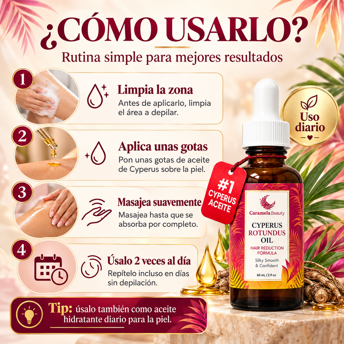 CYPERUS 60ML™ Original ¿Cansada de depilarte y que el vello vuelva a crecer?